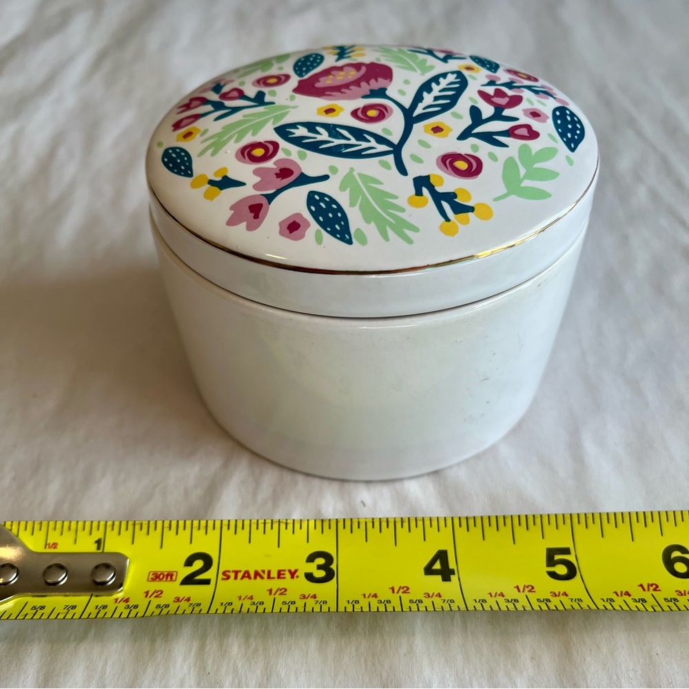 Floral Painted Ceramic Lidded Pot Trinket Jar - Picture 4 of 7